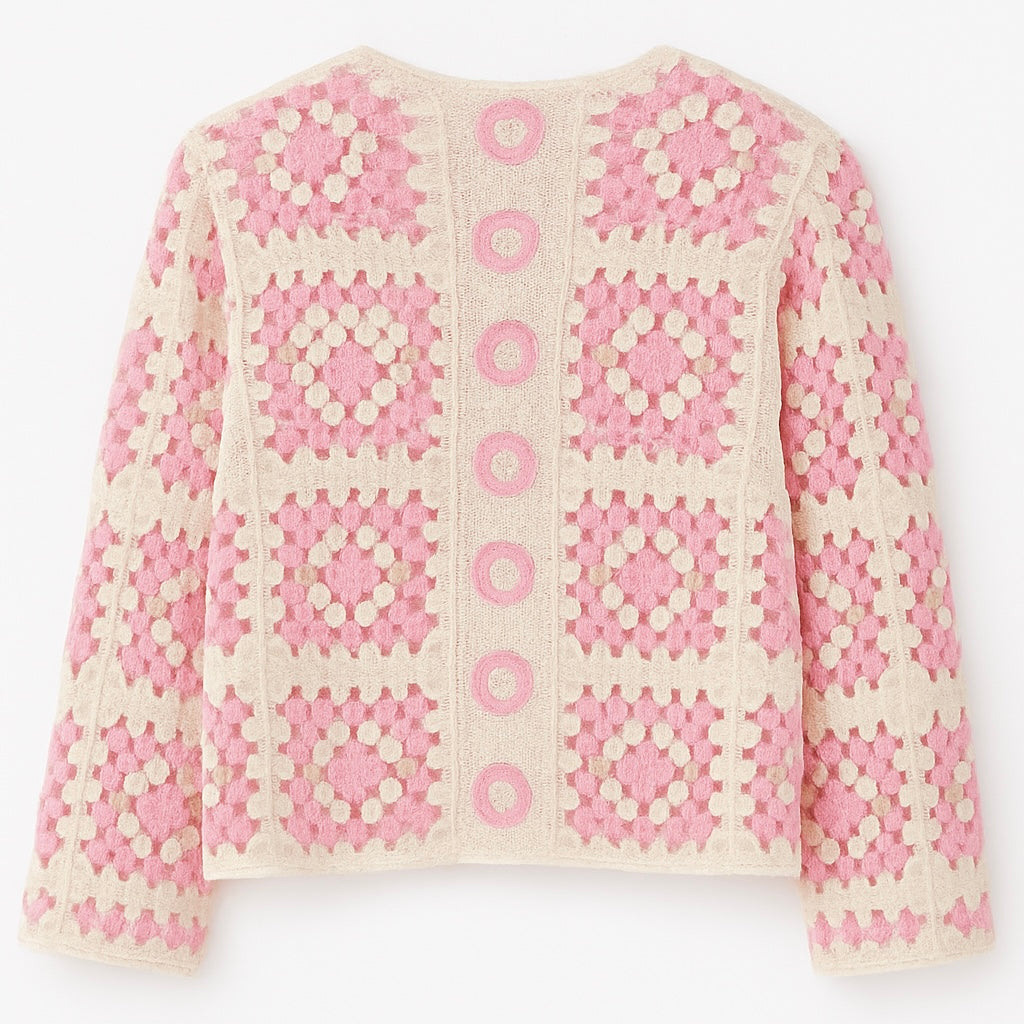 Gilet en crochet – Rose