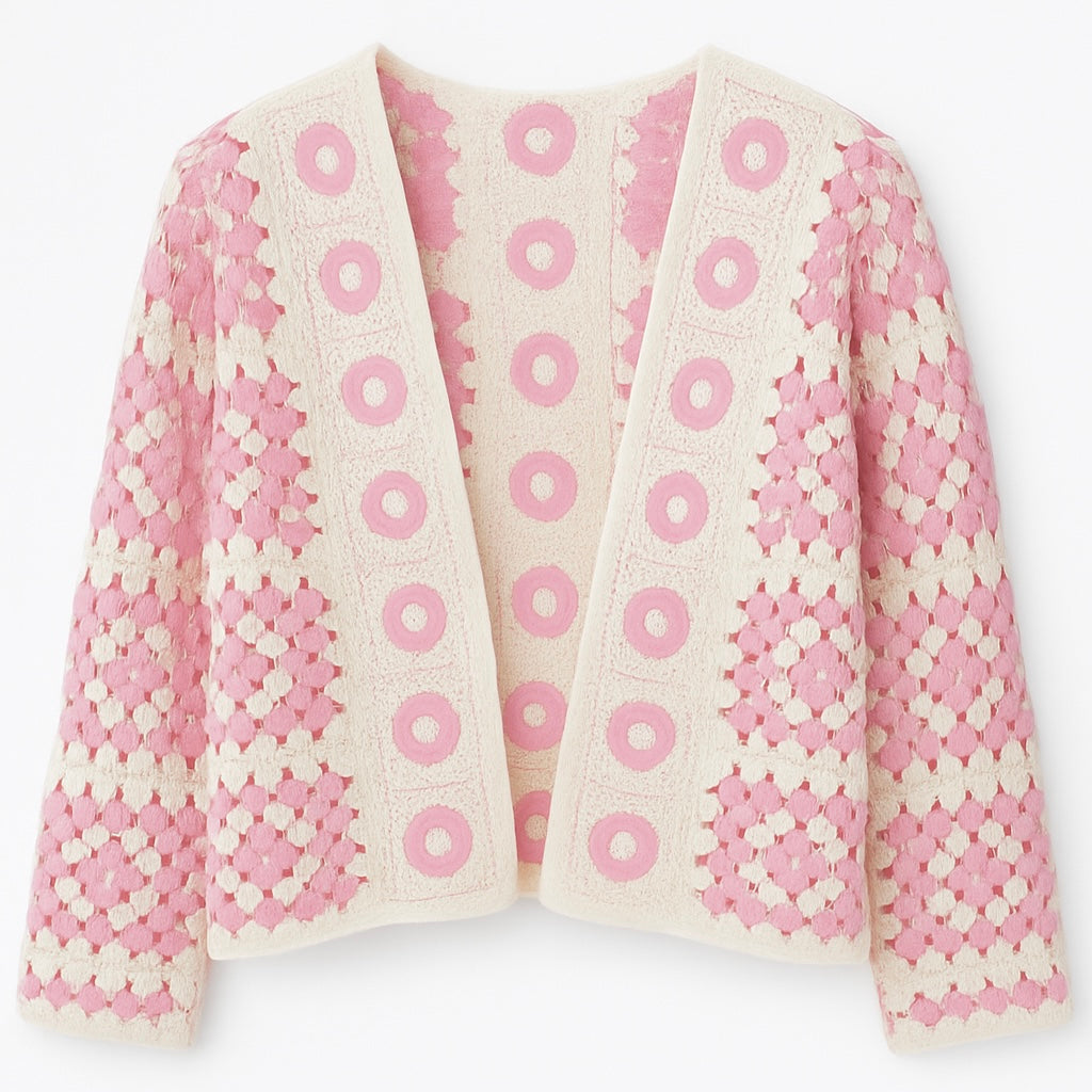 Gilet en crochet – Rose